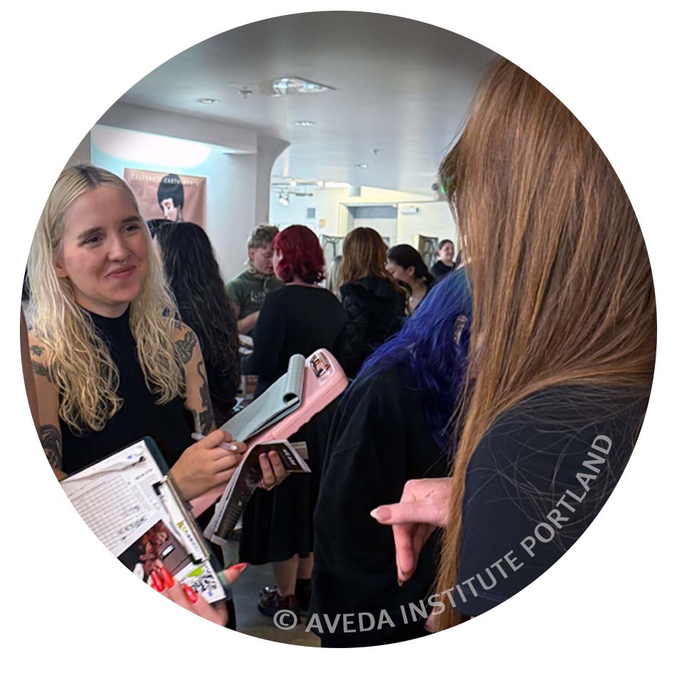 Talk to everyone at the Aveda Institute Portland career fair day