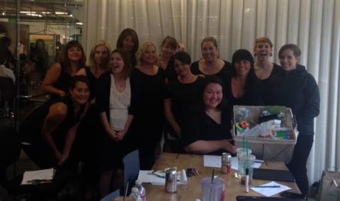 Surprise baby Shower for Alicia during a weekly meeting Hair, makeup, Aveda Institute Portland